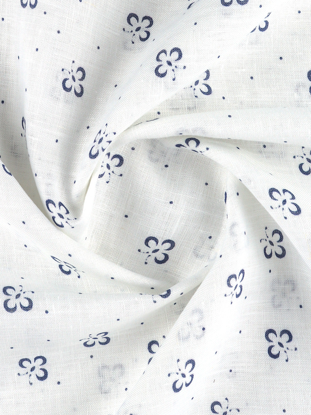 Men Pure Linen White Printed Shirt Fabric Luxurious Bit
