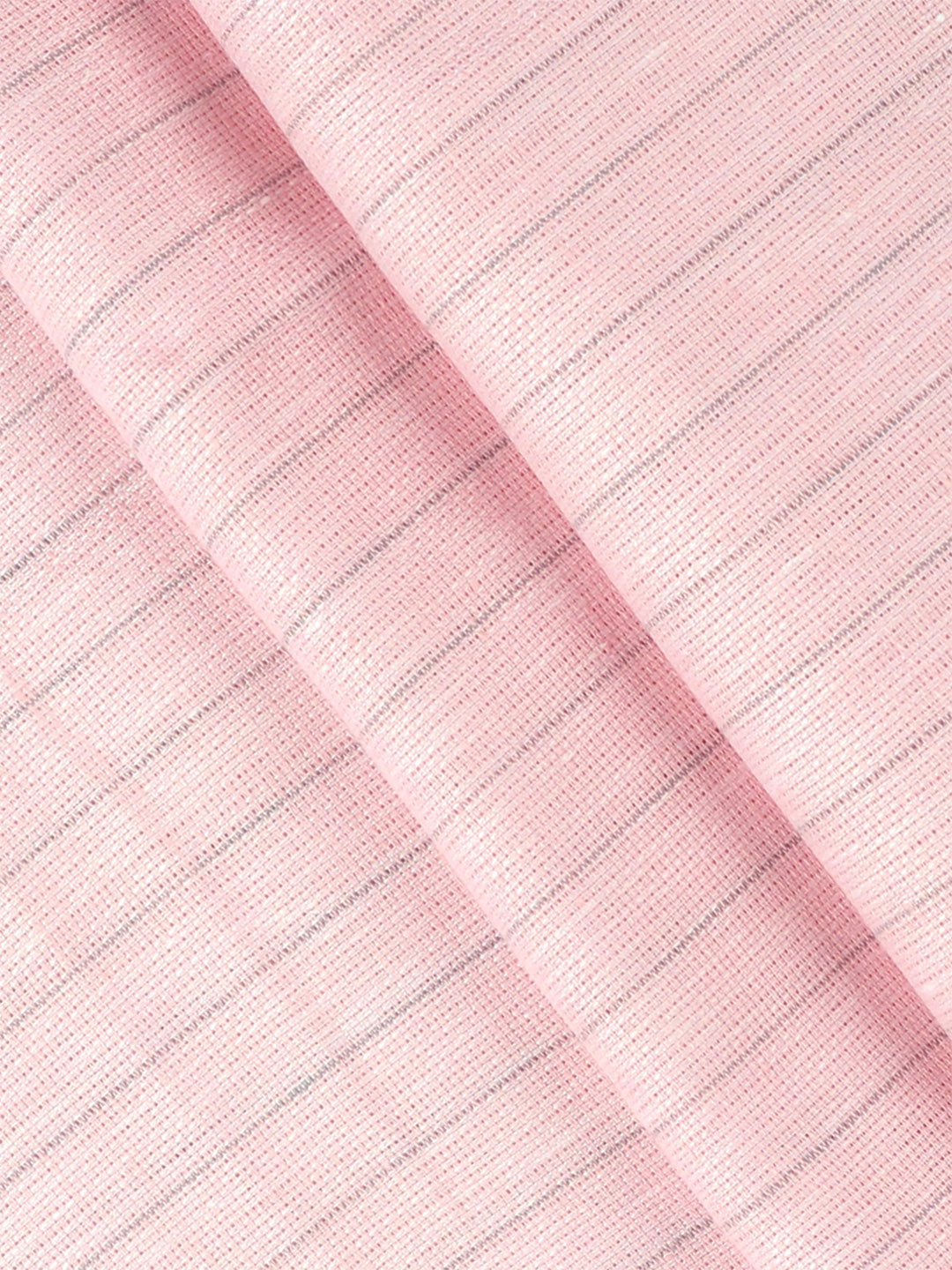 Mens Pure Linen Striped Shirt Fabric Pink