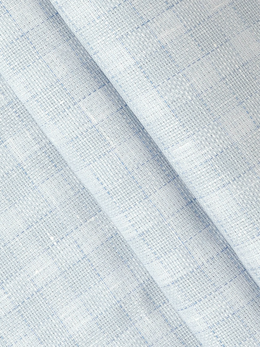 Mens Pure Linen Checked Shirt Fabric Blue