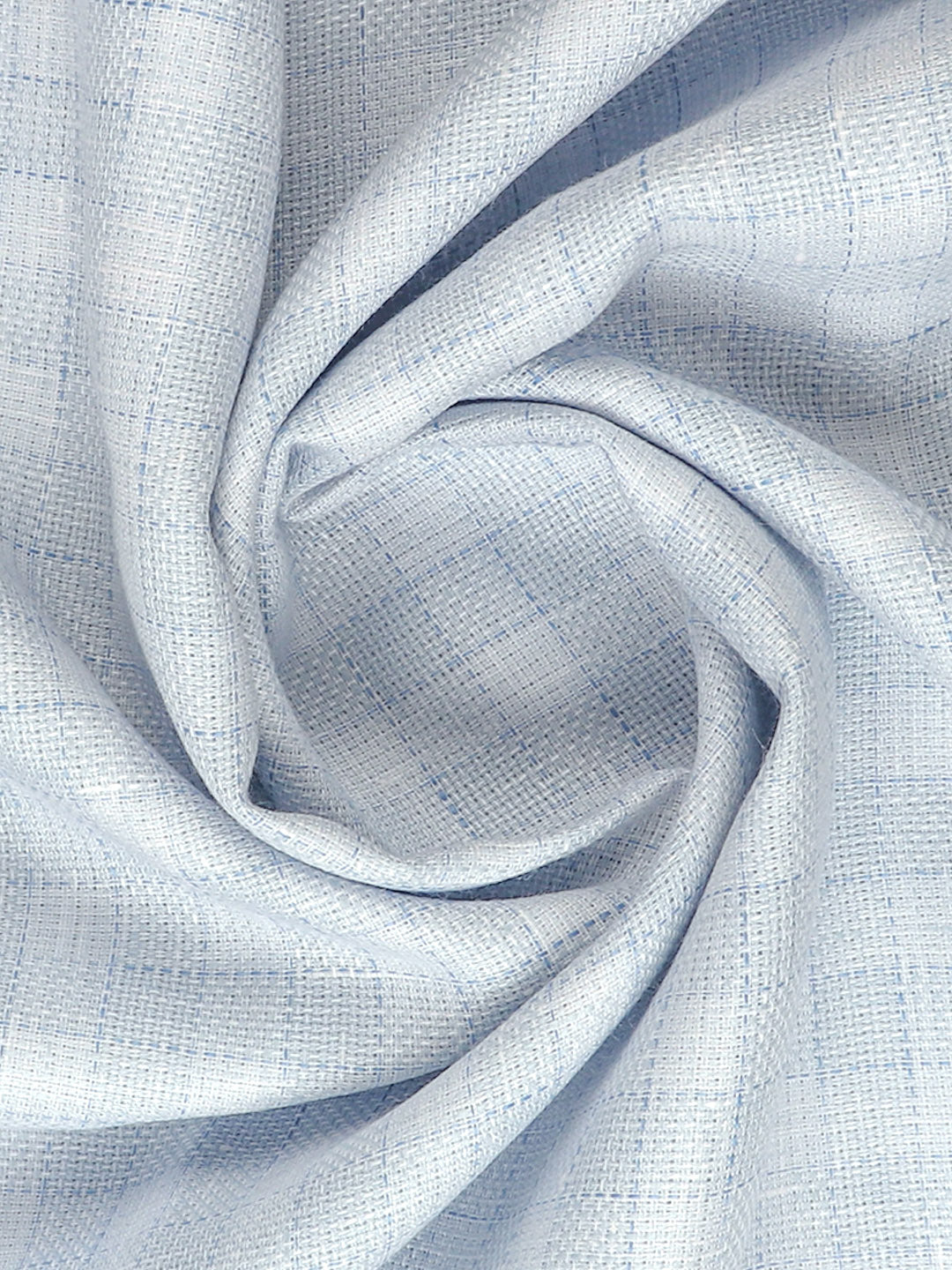 Mens Pure Linen Checked Shirt Fabric Blue