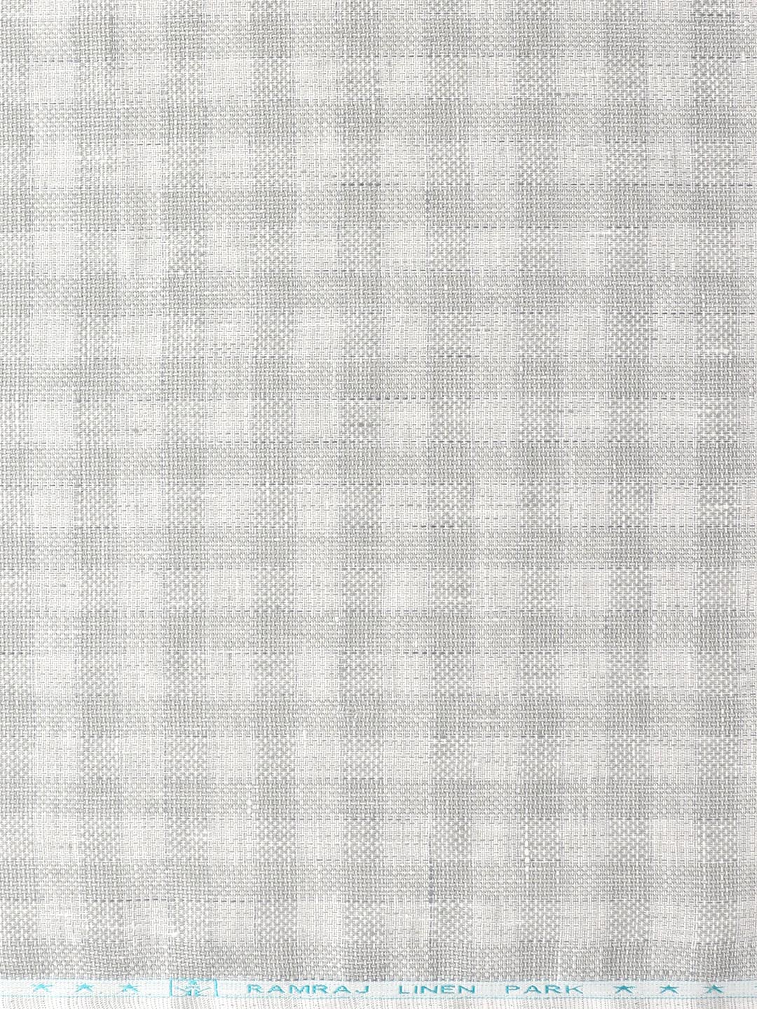 Mens Pure Linen Checked Shirt Fabric Grey