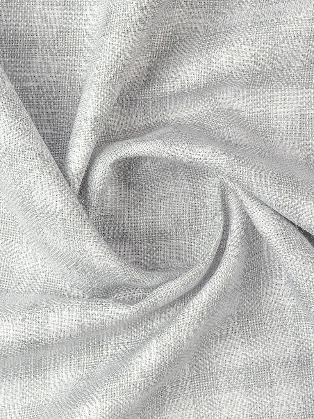 Mens Pure Linen Checked Shirt Fabric Grey