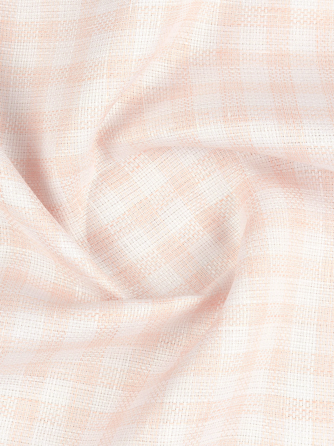 100% Linen Peach Checked Shirt Fabric Park Cosmia