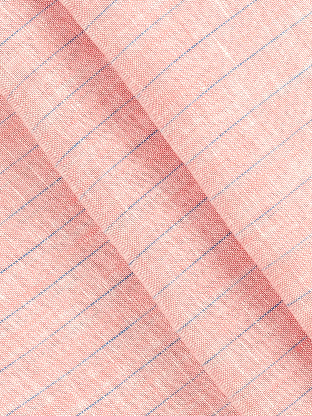 Men 100% Premium Linen Striped Dark Pink Shirt Fabric Texena