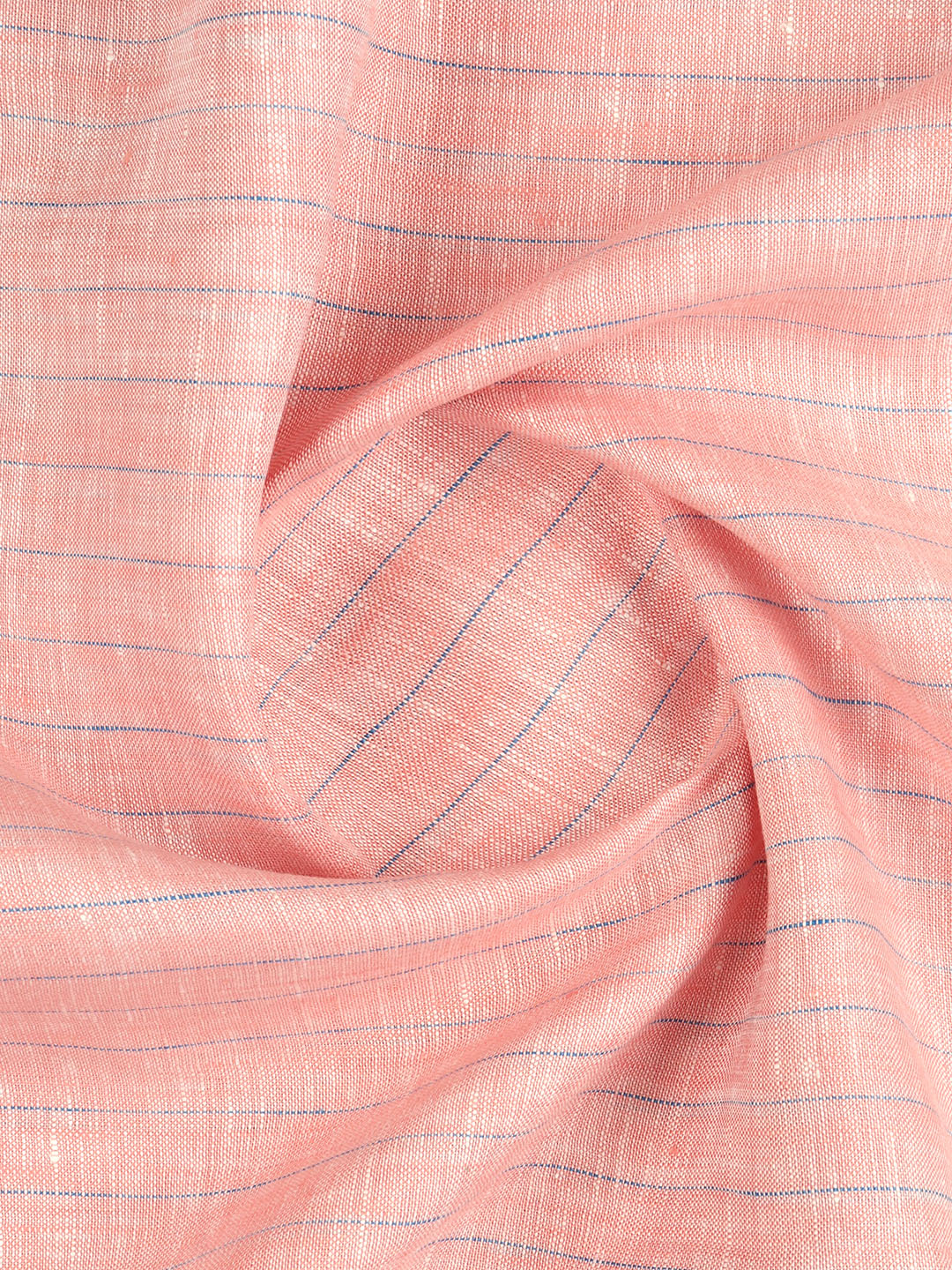 Men 100% Premium Linen Striped Dark Pink Shirt Fabric Texena
