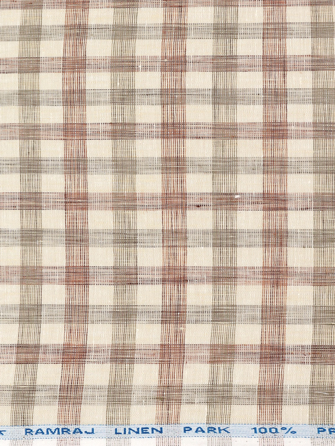 Men 100% Premium Linen Checked Sandal Shirt Fabric Texena