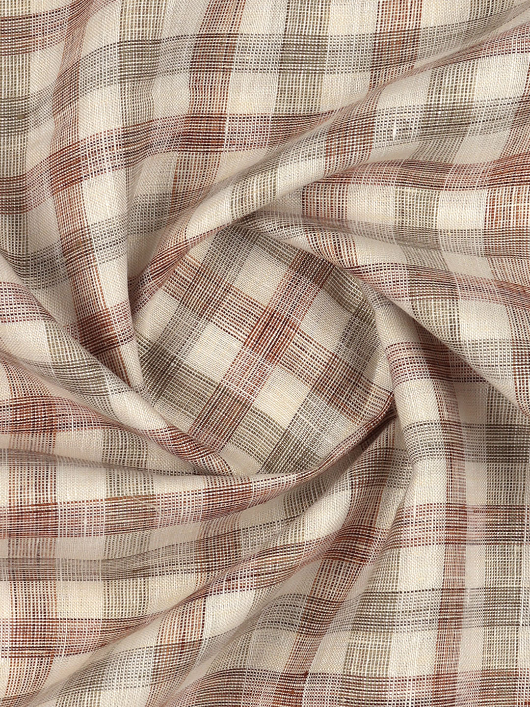 Men 100% Premium Linen Checked Sandal Shirt Fabric Texena