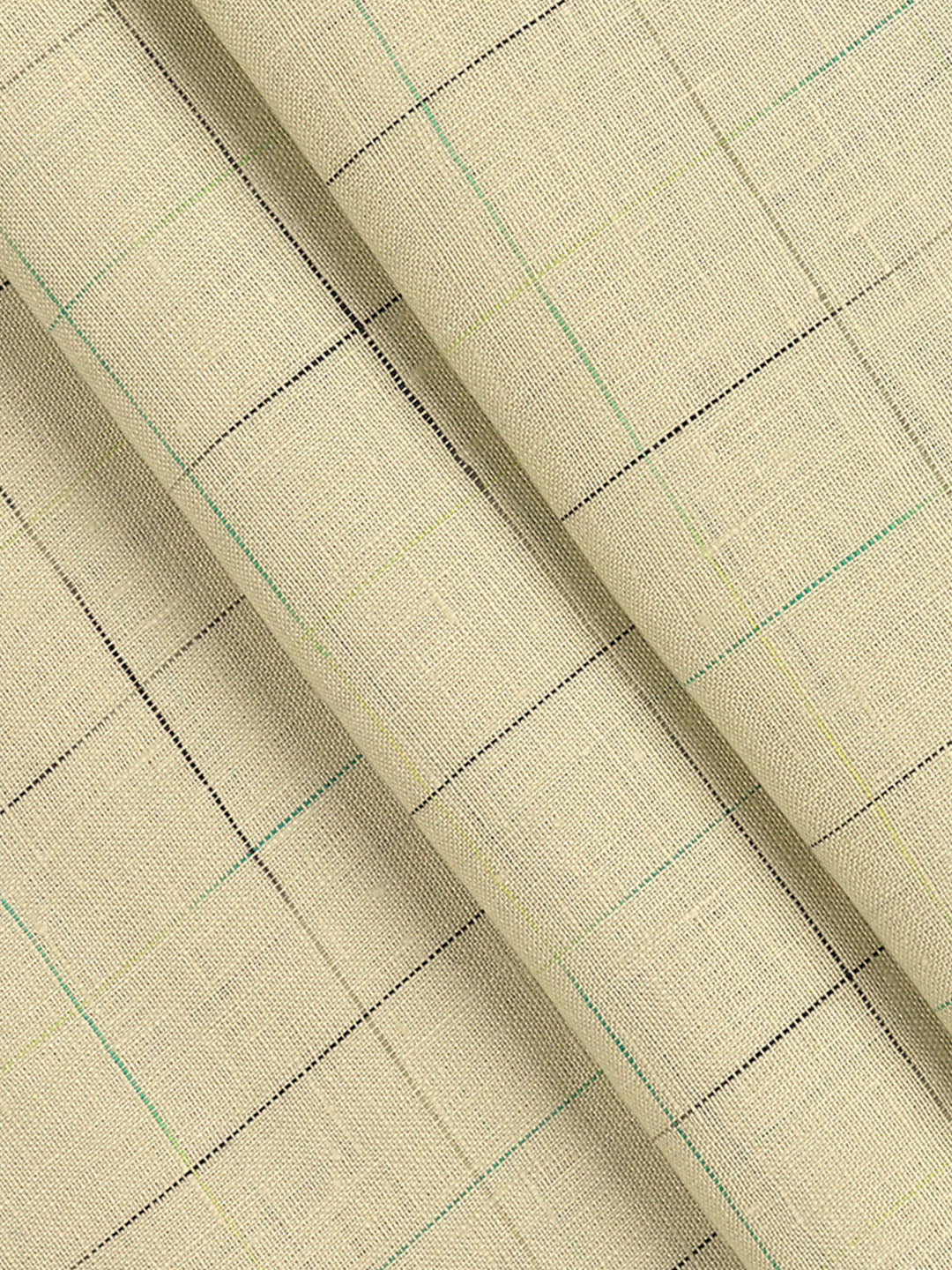 Men 100% Premium Linen Checked Yellow Shirt Fabric Texena
