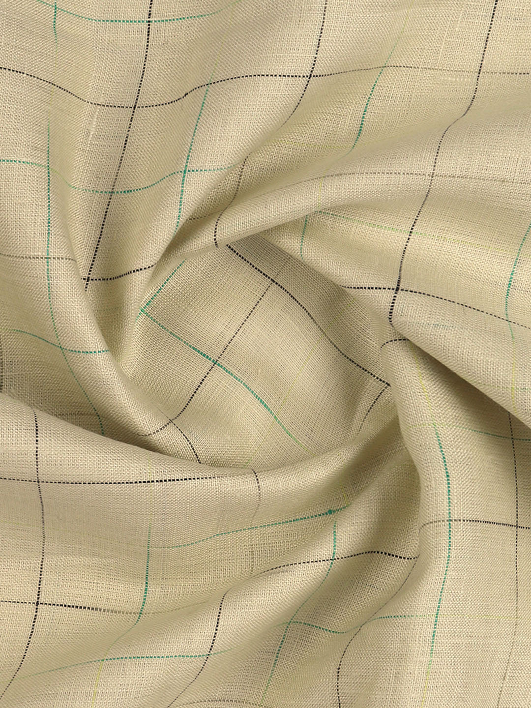 Men 100% Premium Linen Checked Yellow Shirt Fabric Texena