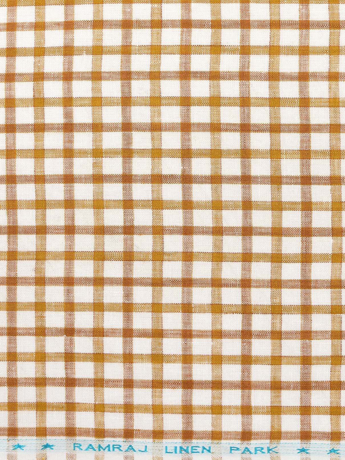 Pure Linen Sandal and White Colour Check Shirt Fabric Texena-Zoom view