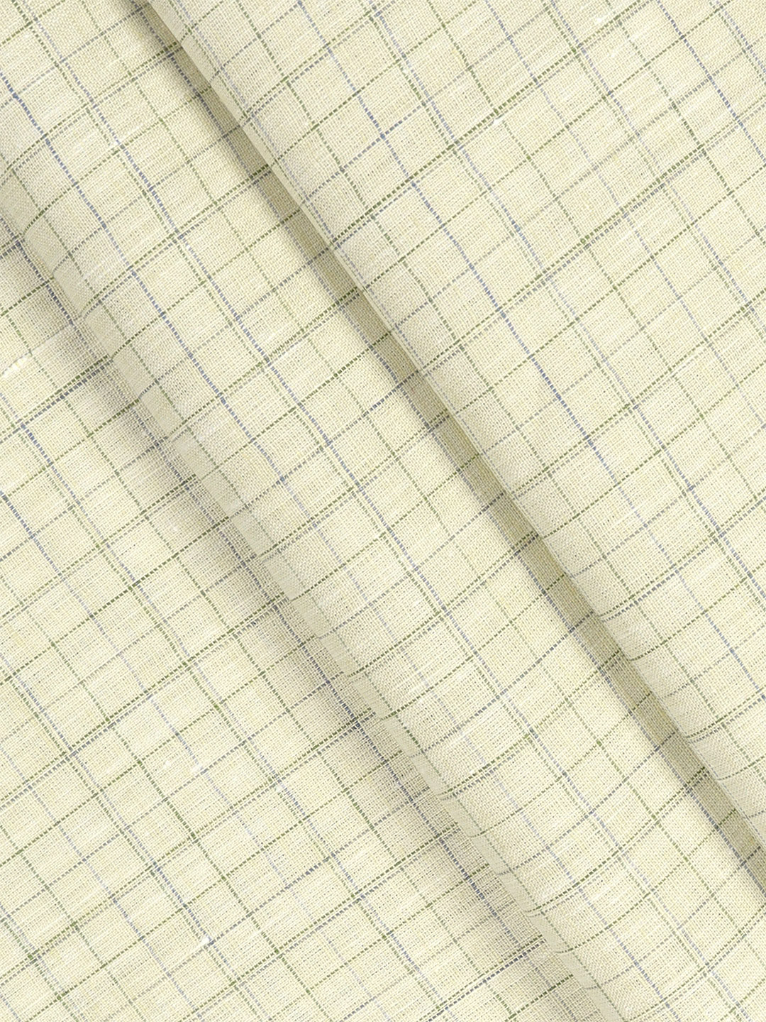 Mens Pure Linen Checked Yellow Shirt Fabric