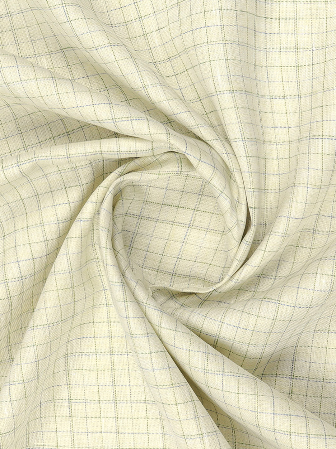 Mens Pure Linen Checked Yellow Shirt Fabric