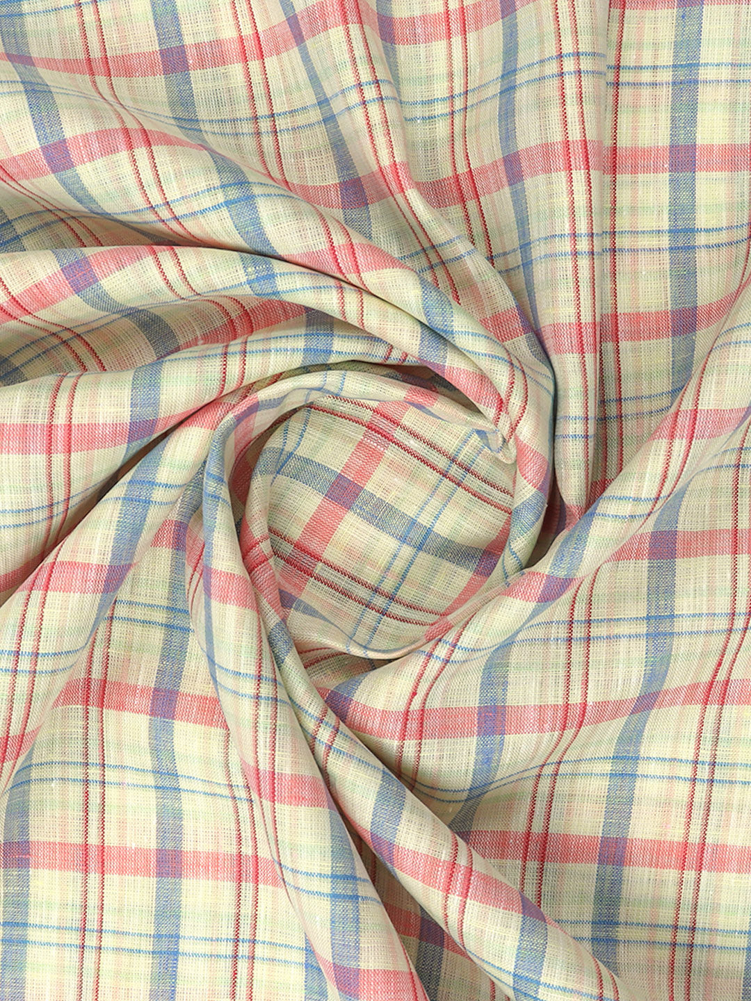 Mens Pure Linen Checked Shirt Fabric Yellow