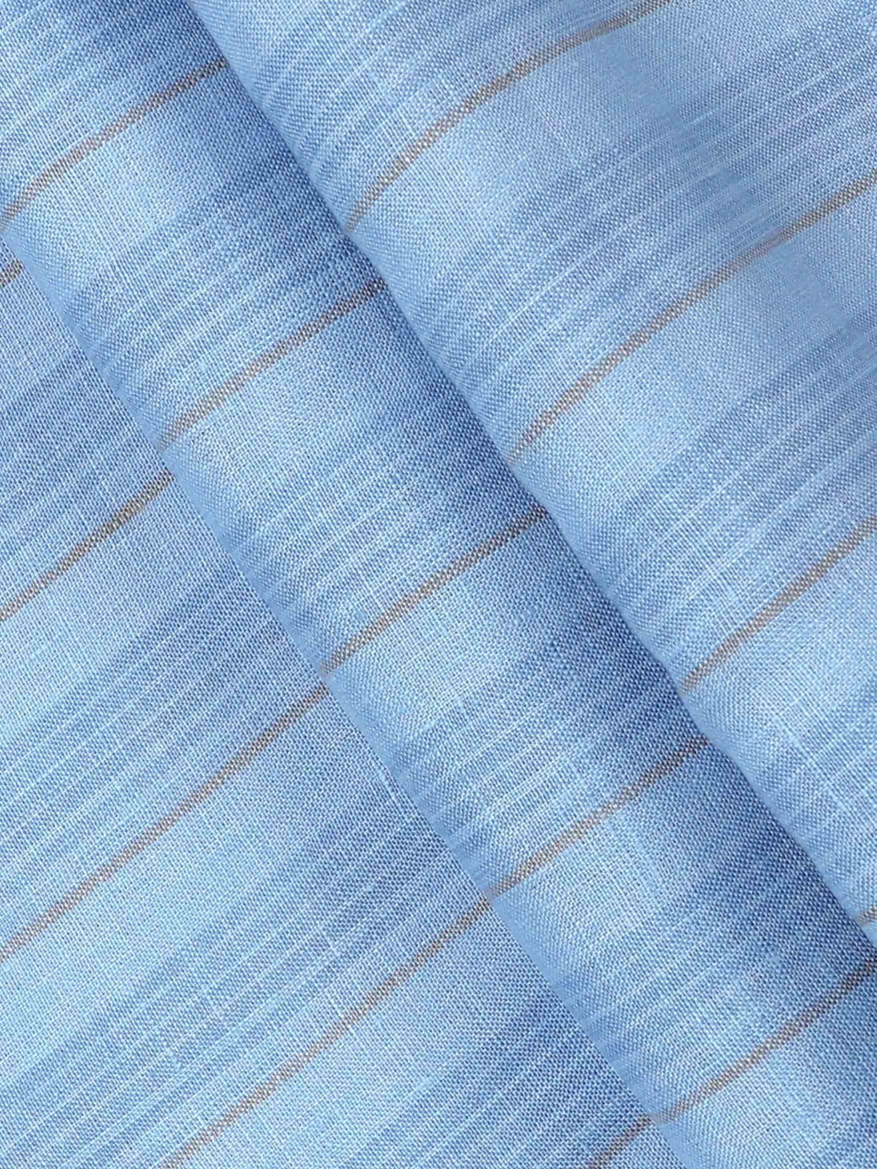Pure Linen Blue Colour Striped Shirt Fabric Linen Park Texena-Pattern view