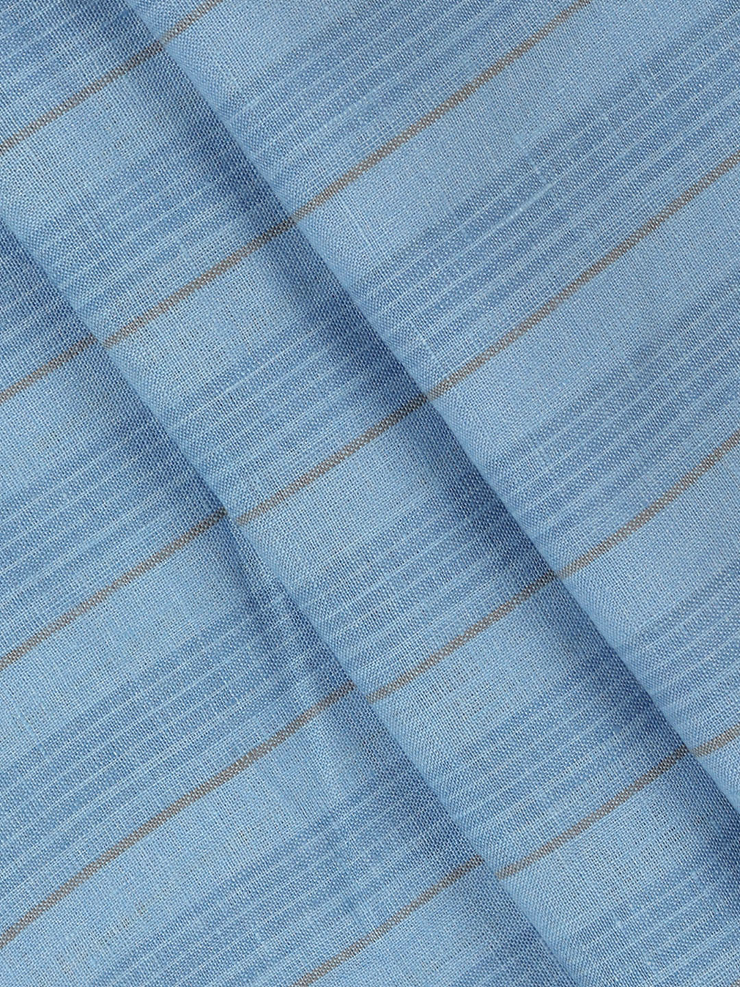 Men 100% Premium Linen Striped Blue Shirt Fabric Texena