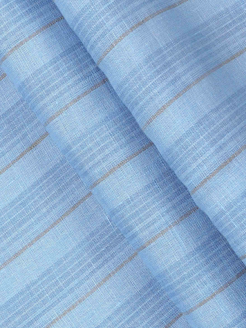 Pure Linen Blue Colour Striped Shirt Fabric Linen Park Texena