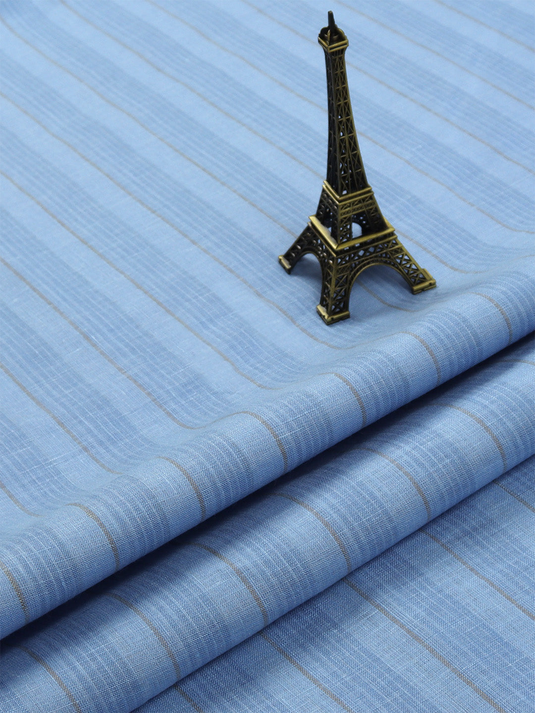 Pure Linen Blue Colour Striped Shirt Fabric Linen Park Texena-Close vie