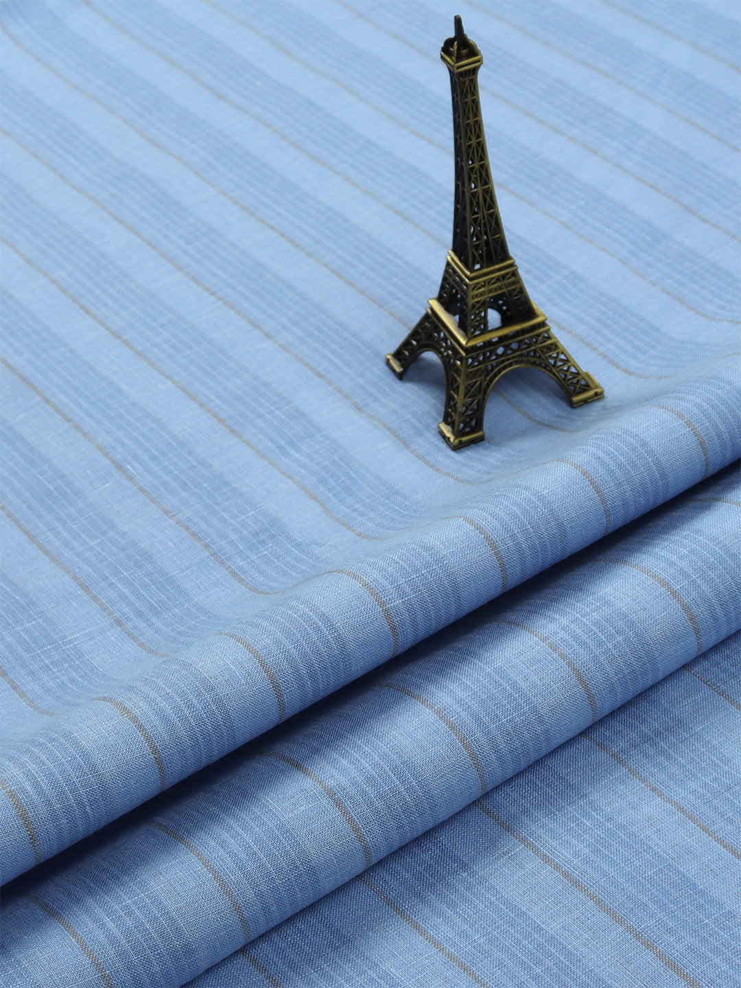 Men 100% Premium Linen Striped Blue Shirt Fabric Texena
