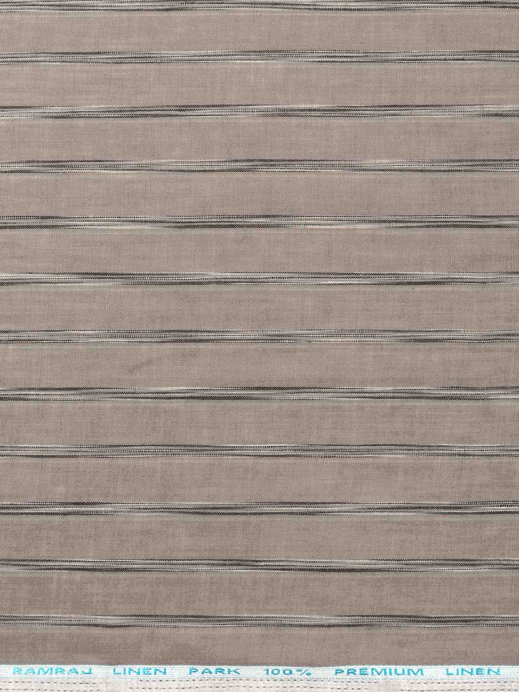 Mens Pure Linen Striped Shirt Fabric Grey