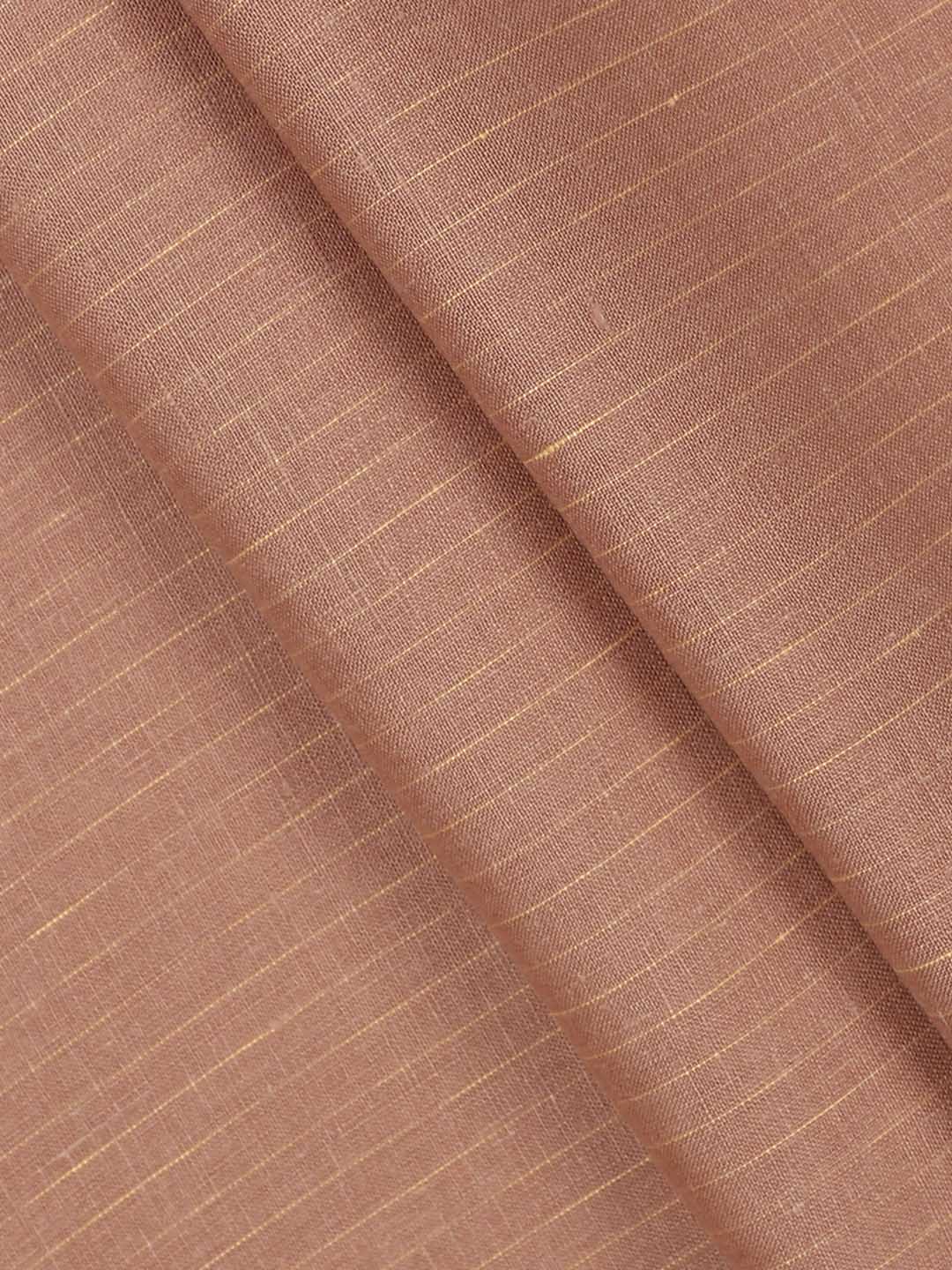 Mens Pure Linen Striped Shirt Fabric Brown