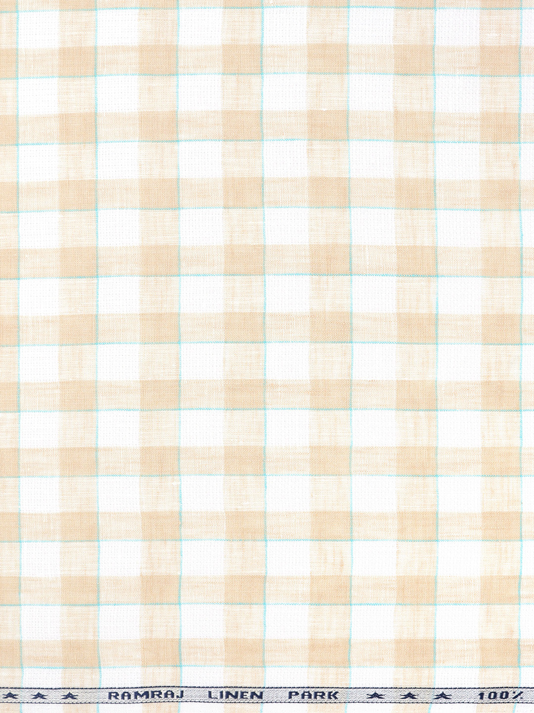 Pure Linen Checked Shirt Fabric Brown