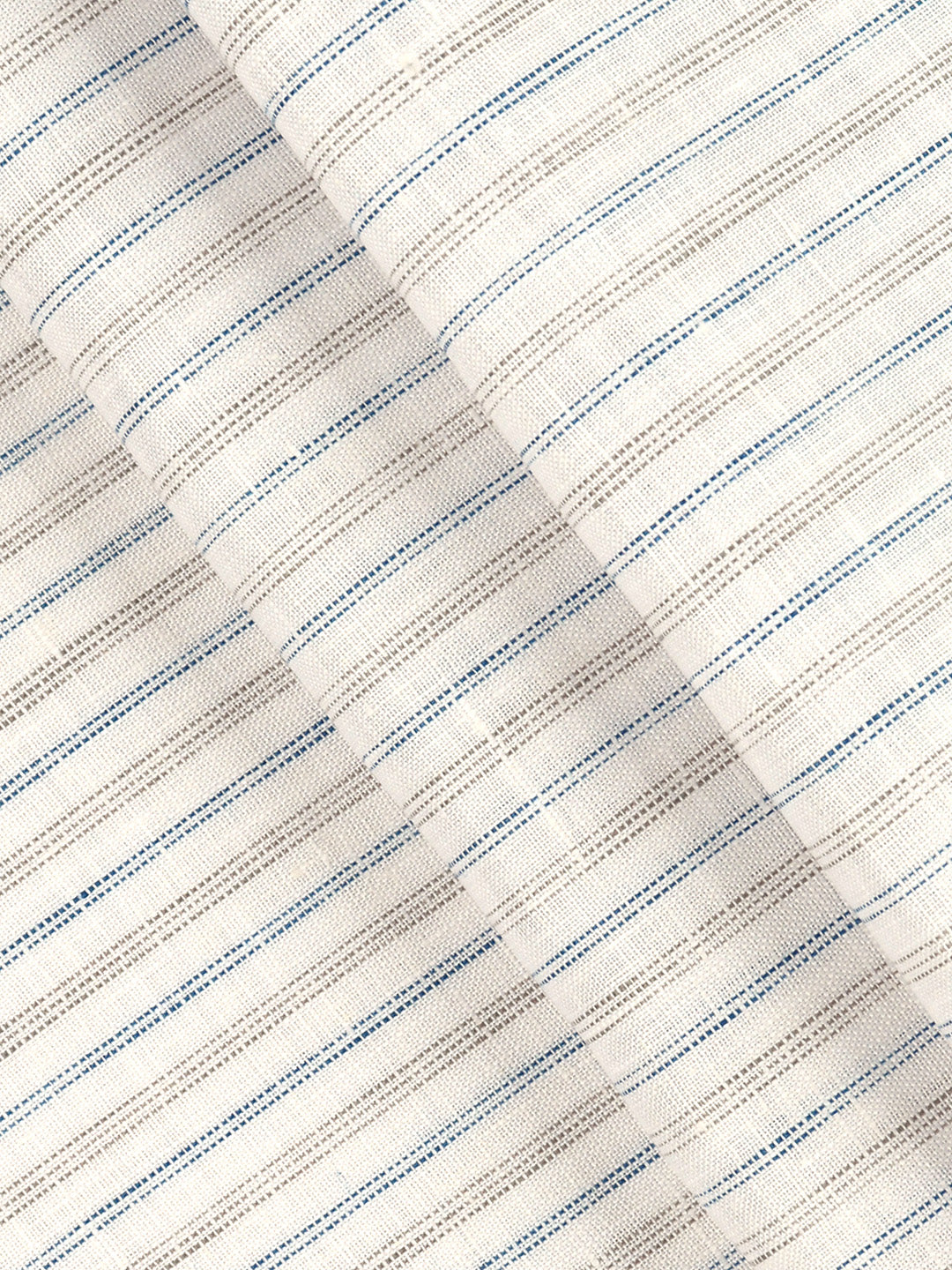Men 100% Premium Linen Striped Blue Shirt Fabric Texena