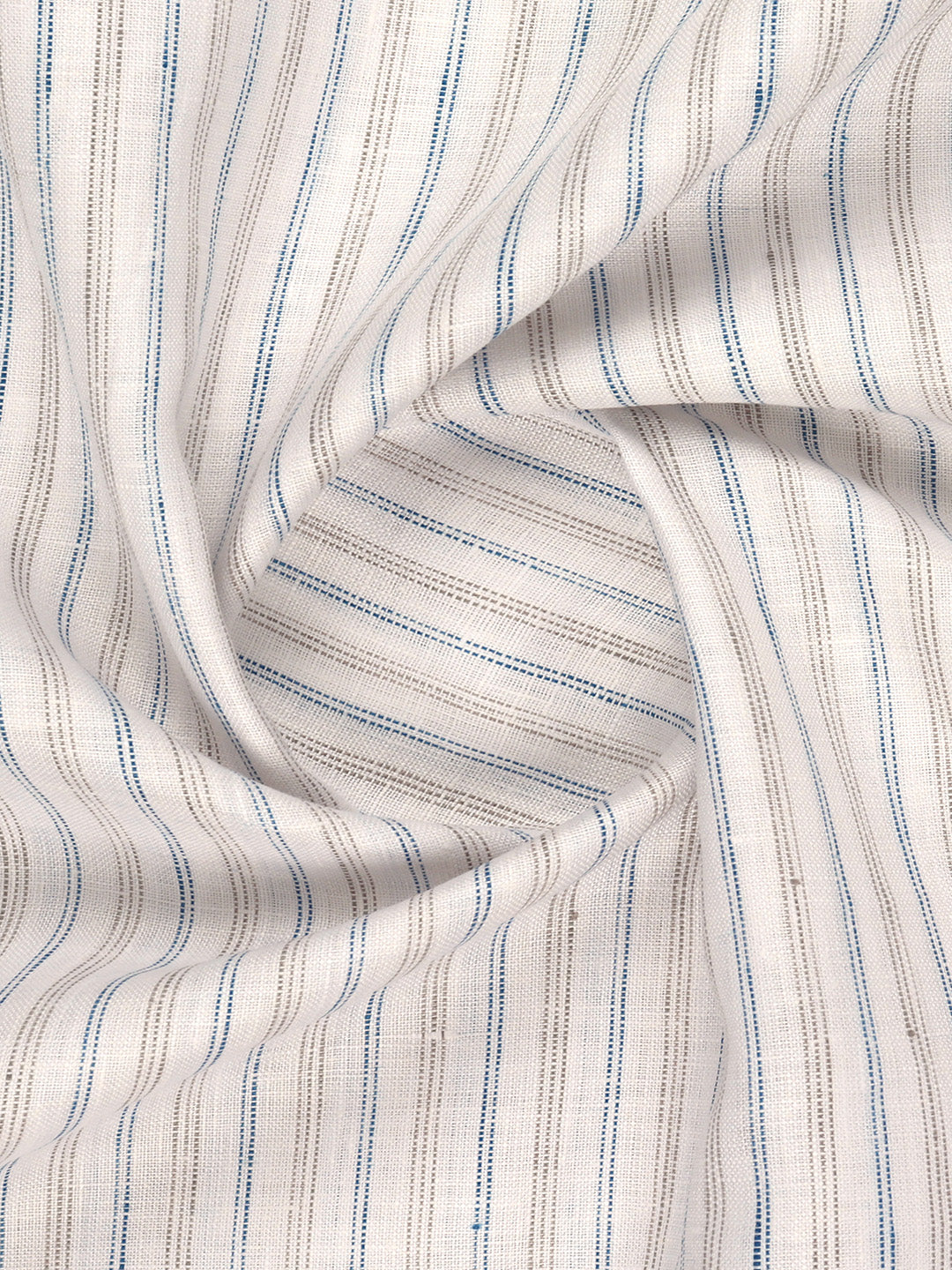 Men 100% Premium Linen Striped Blue Shirt Fabric Texena