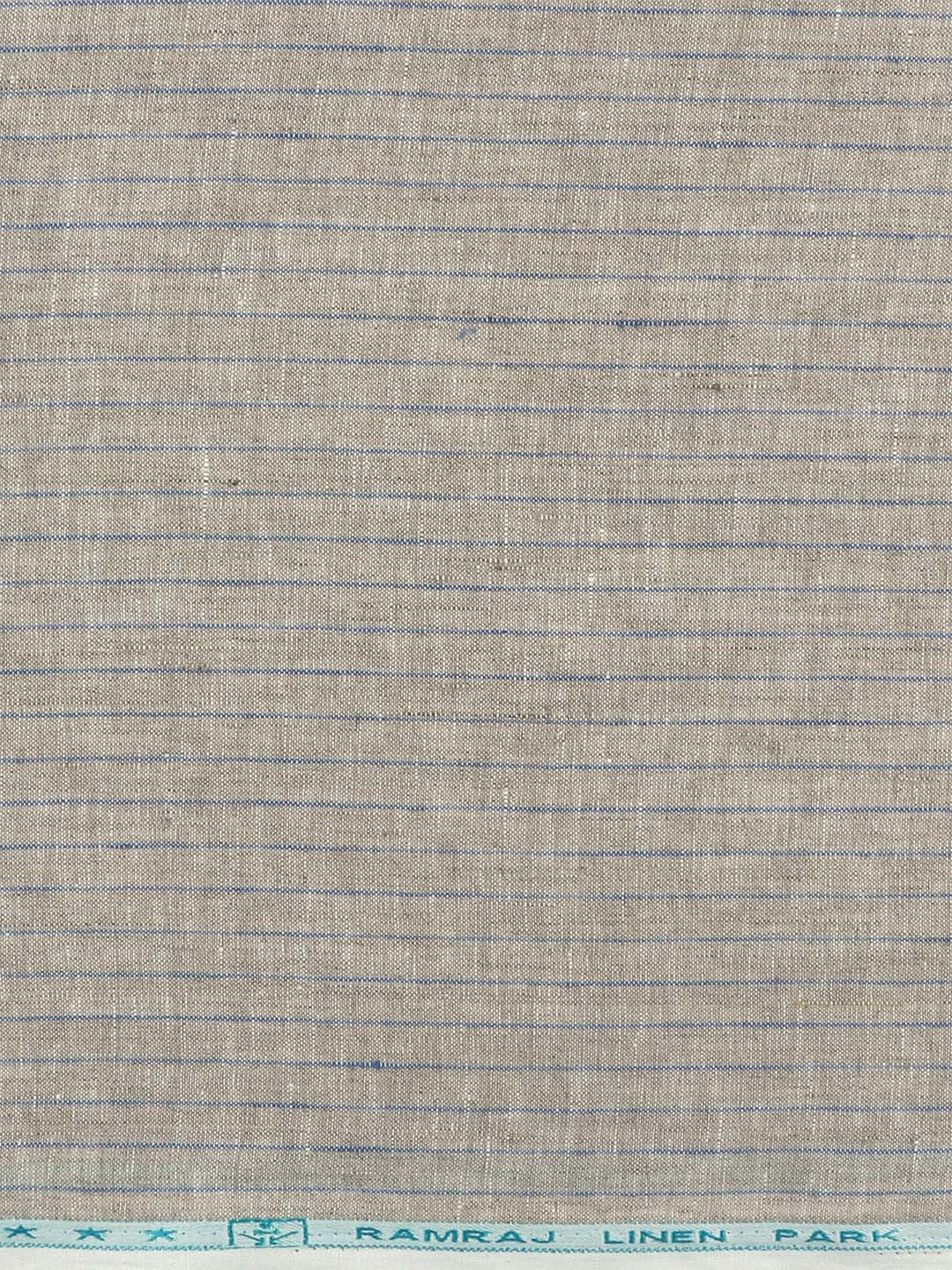 Men 100% Premium Linen Striped Light Brown Shirt Fabric Carlena