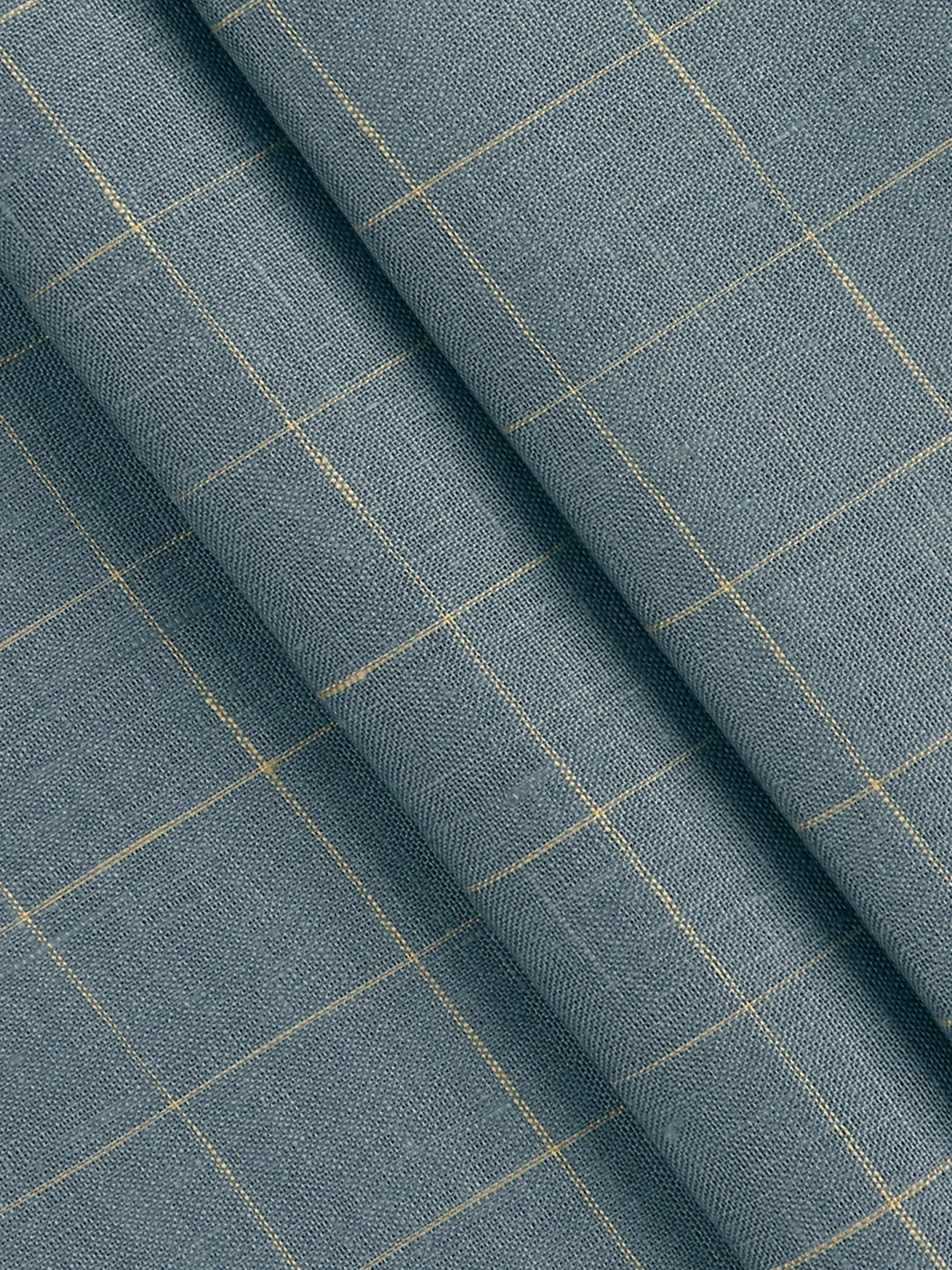 Pure Linen Checked Shirt Fabric Grey