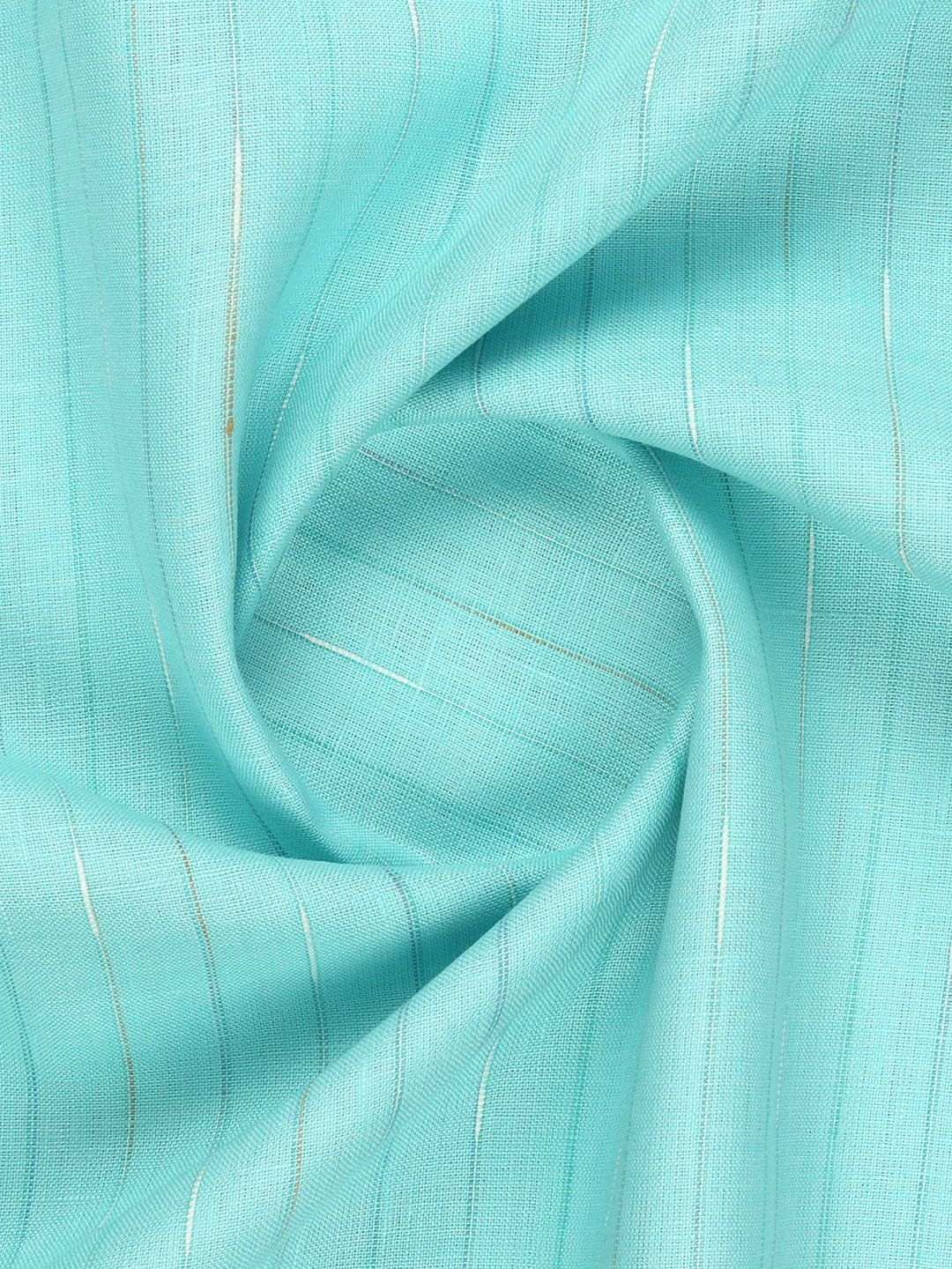 Men 100% Premium Linen Striped Blue Shirt Fabric Carlena