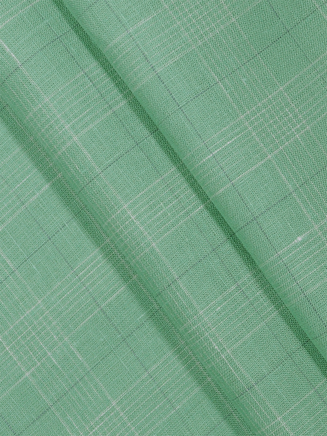 Pure Linen Checked Shirt Fabric Green