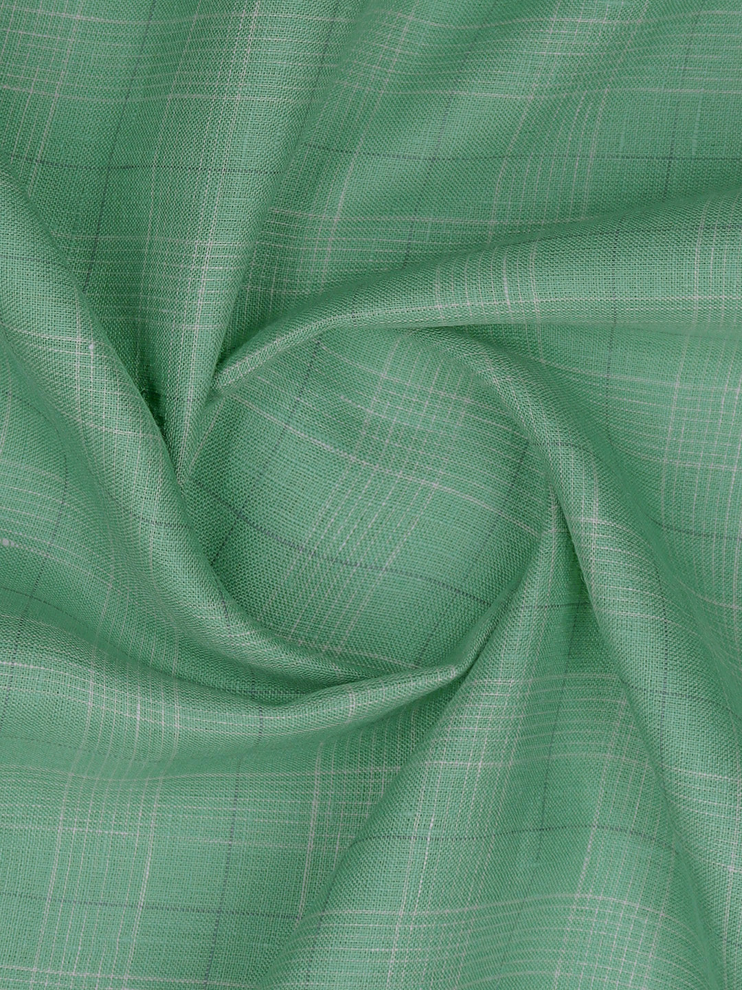 Pure Linen Checked Shirt Fabric Green