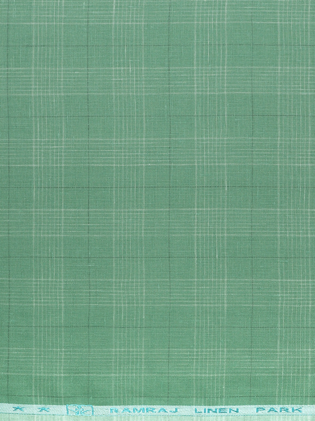 Pure Linen Checked Shirt Fabric Green