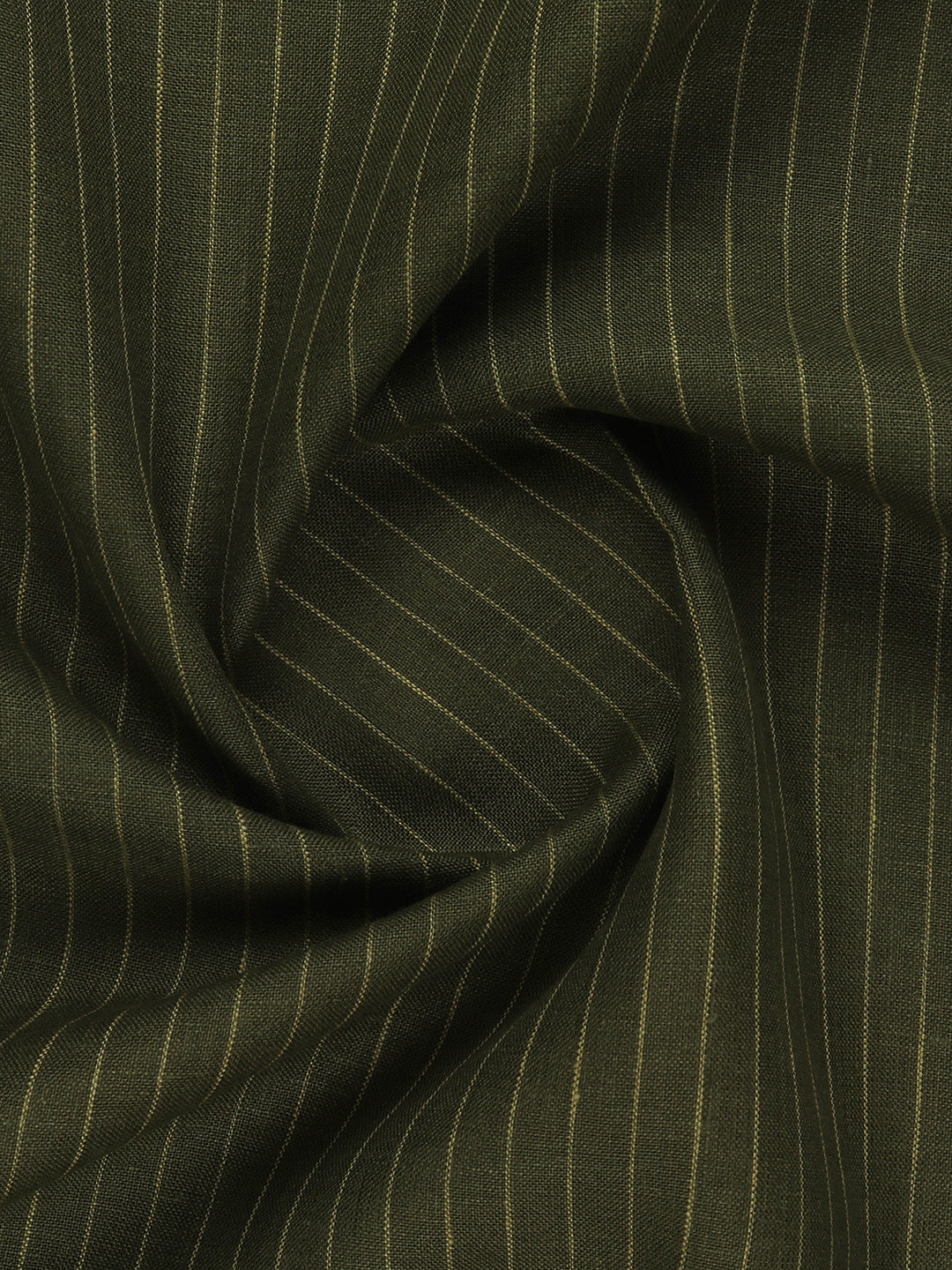 Men 100% Premium Linen Striped Dark Green Shirt Fabric Carlena
