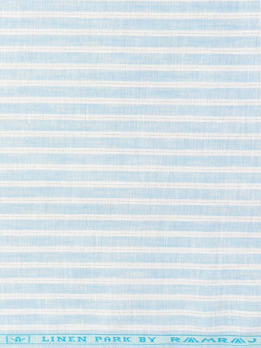 100% European Linen Sky Blue Striped Shirt Fabric Park Carlena