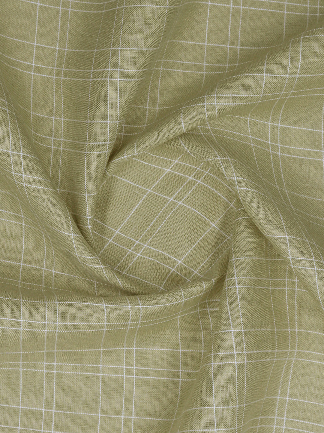 Pure Linen Checked Shirt Fabric Mustard