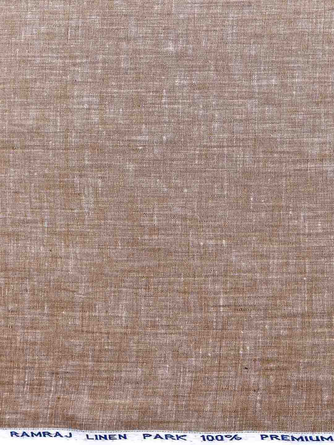 Pure Linen Colour Plain Shirt Fabric Brown Irish 8080-Zoom view