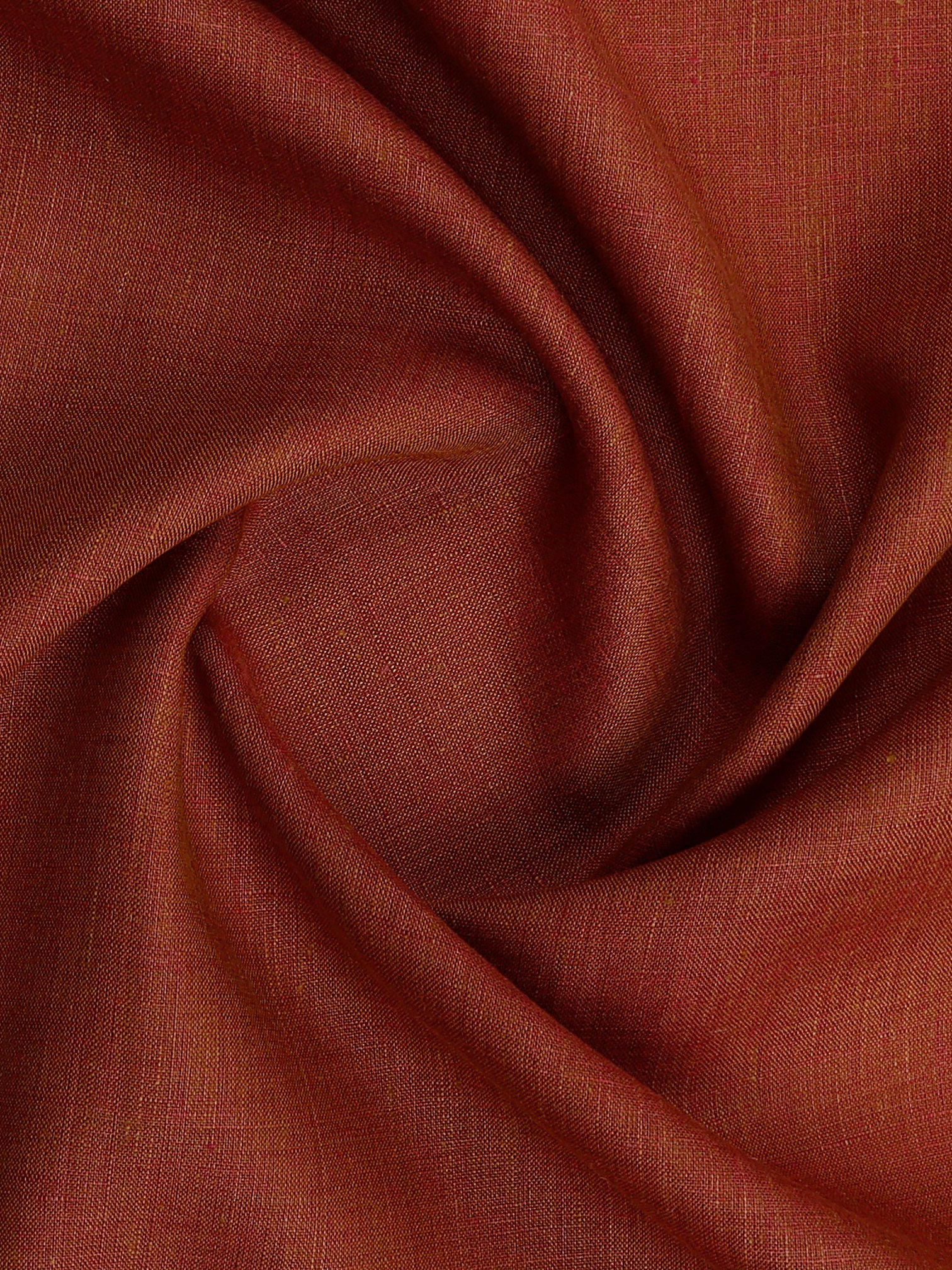 Pure Linen Colour Plain Shirt Fabric Brownish Red Irish 8080