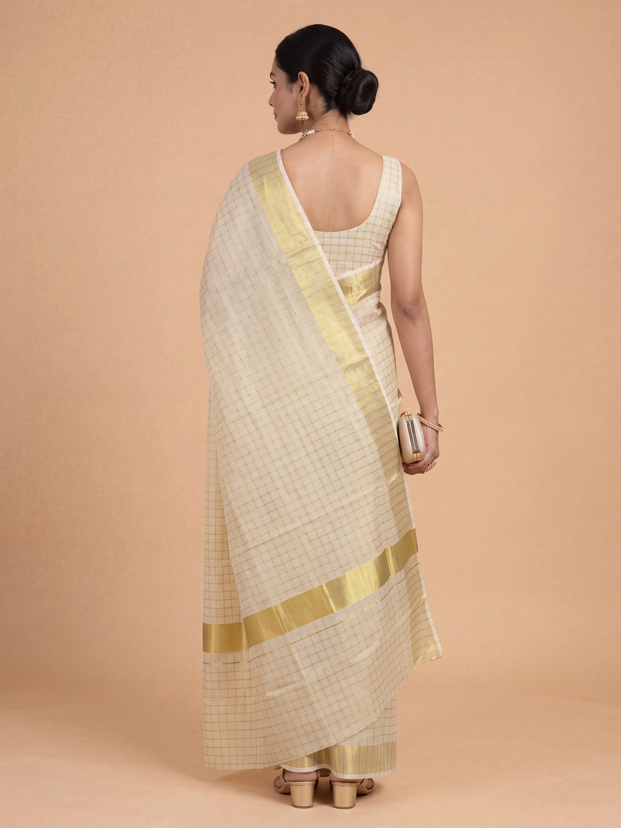 Couple Combo Gold Shirt & Dhoti Set with Saree KLS60