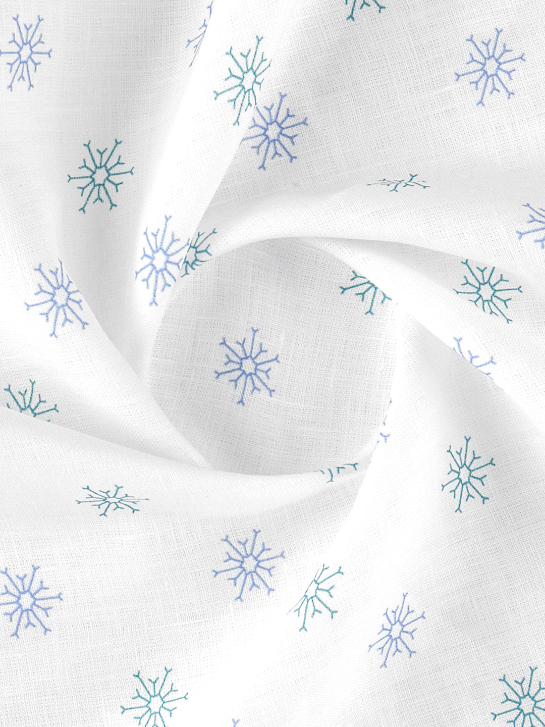 Men 100% Premium Linen White Printed Shirt Fabric Fortuner