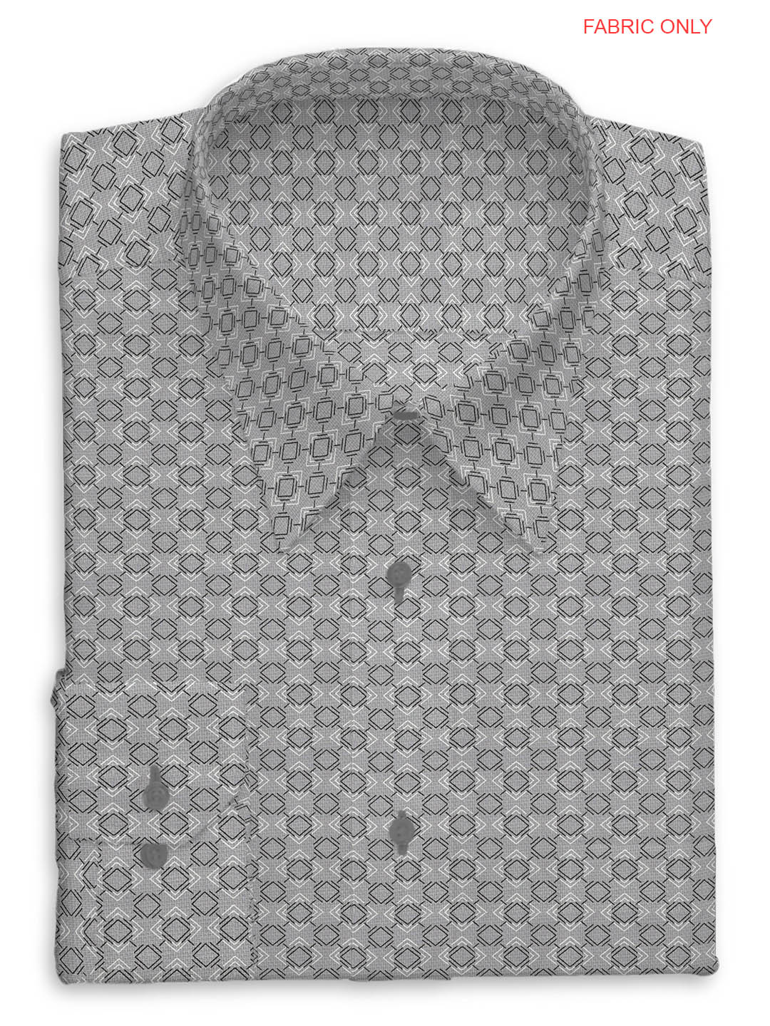 Cotton Grey with White Box type All-over Print Shirt Fabric OSLO