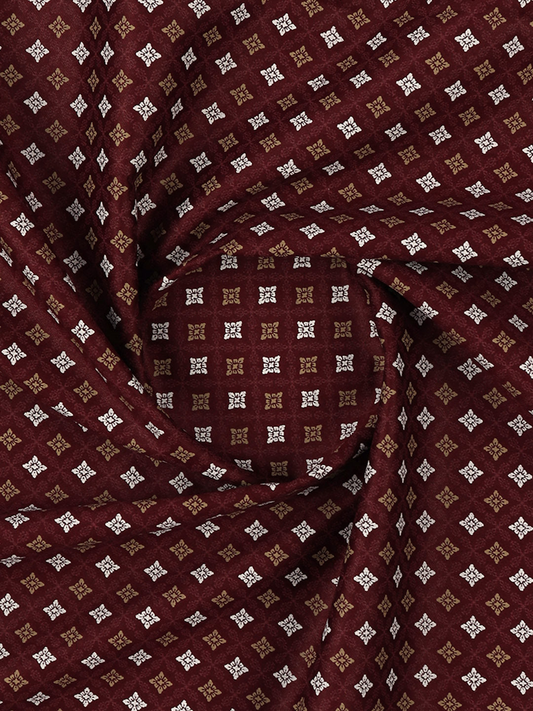 Men 100% Cotton Maroon Printed Shirt Fabric Capital