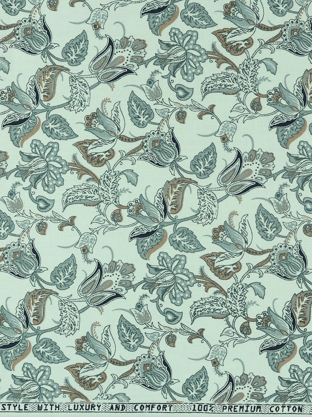 Men 100% Cotton Green Printed Shirt Fabric Oslo