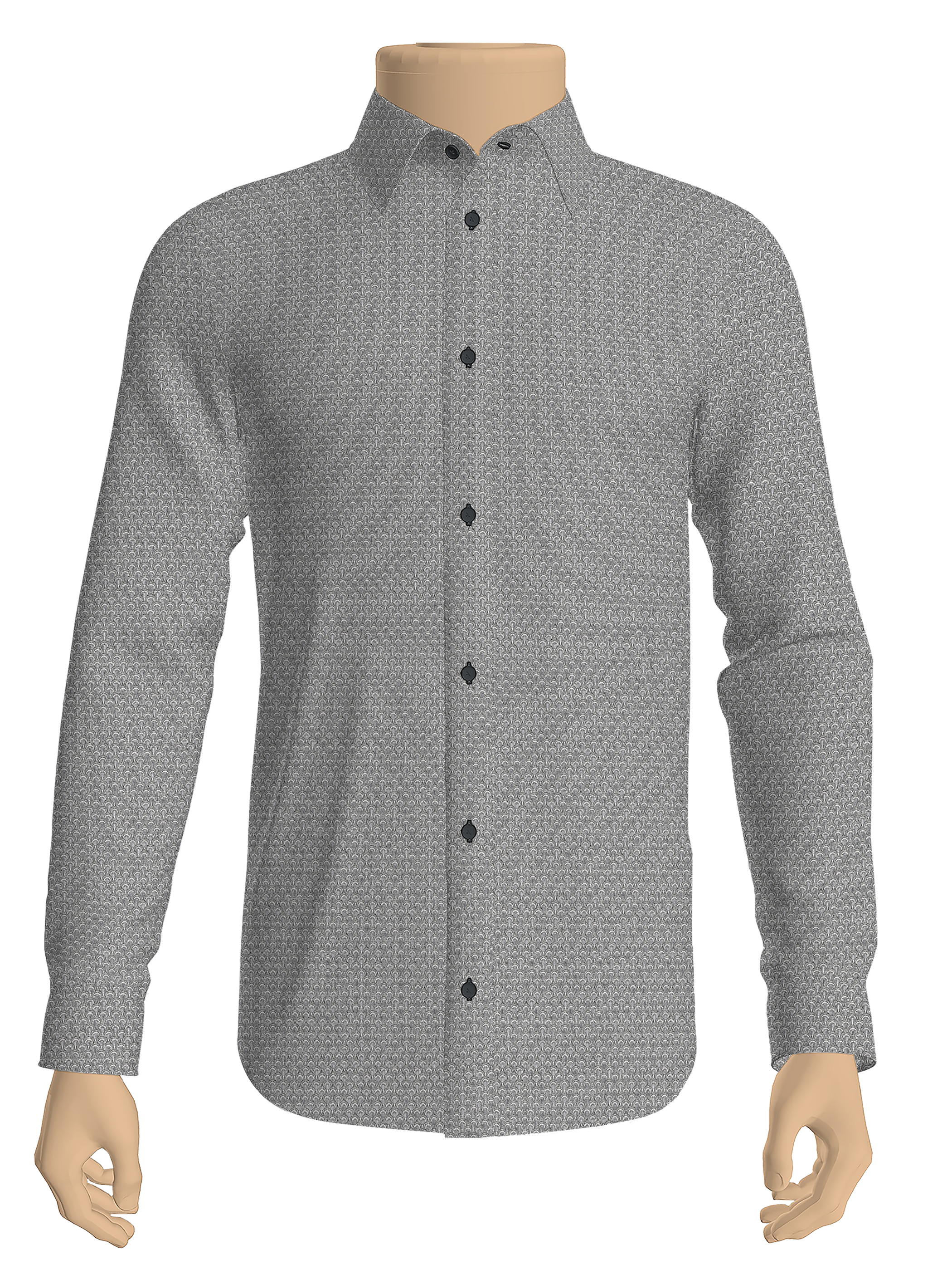 100% Cotton Grey & White Printed Shirt Fabric Alpha 