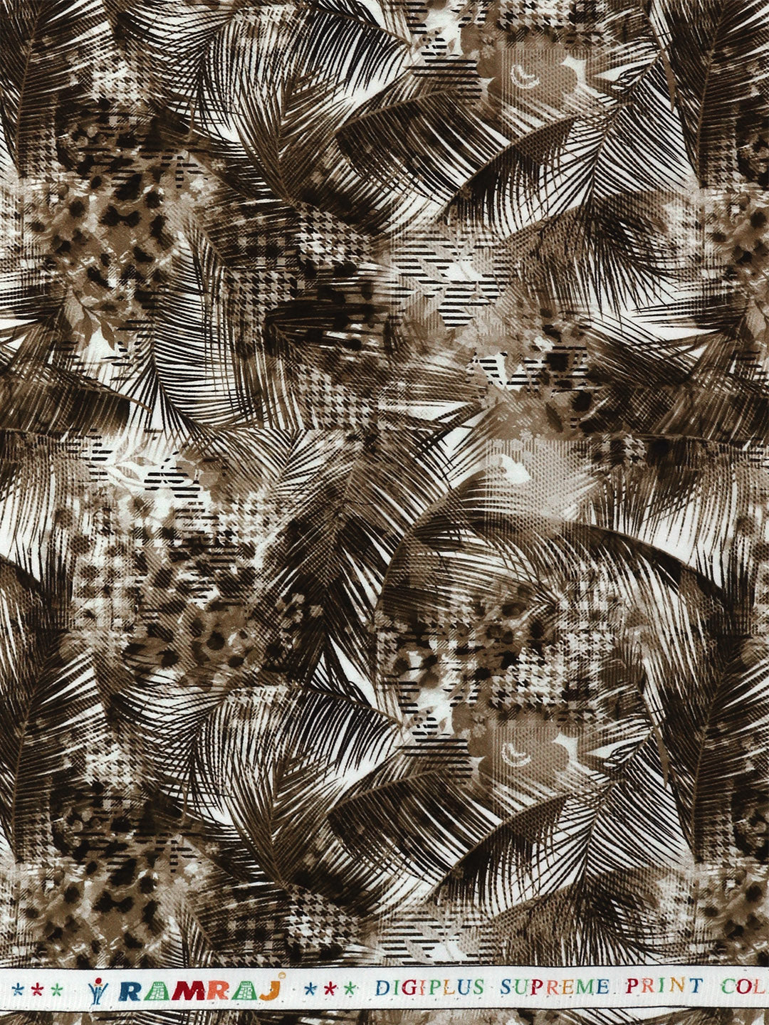 Men Cotton Blend Brown Printed Shirt Fabric Savoy