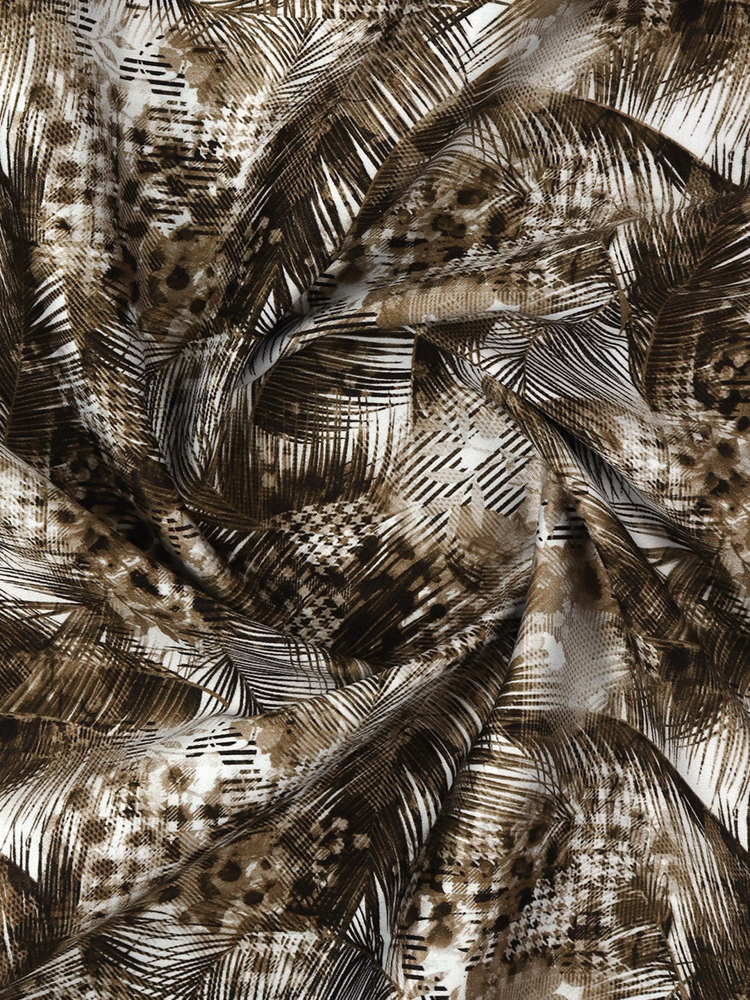 Men Cotton Blend Brown Printed Shirt Fabric Savoy