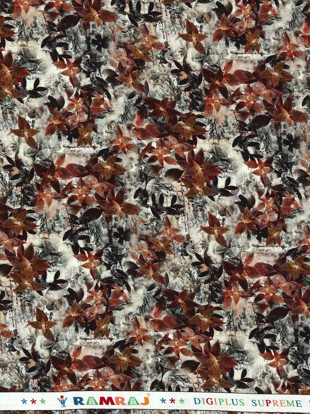 Men Cotton Blend Light Brown Printed Shirt Fabric Savoy