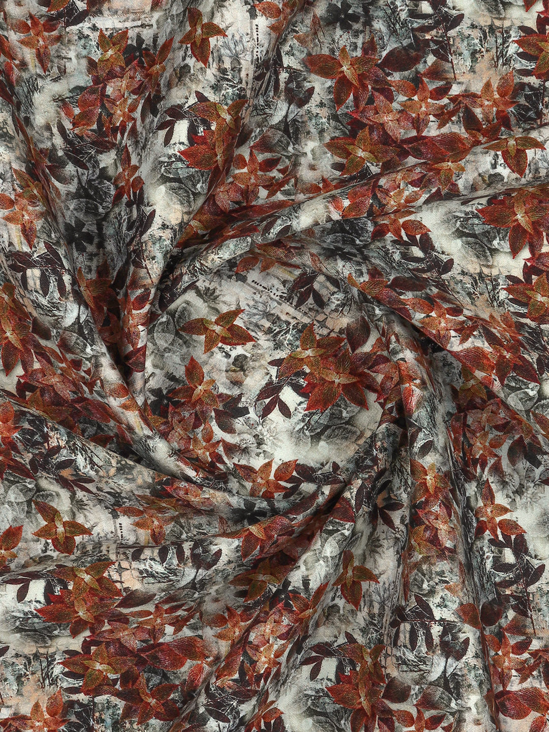 Men Cotton Blend Light Brown Printed Shirt Fabric Savoy