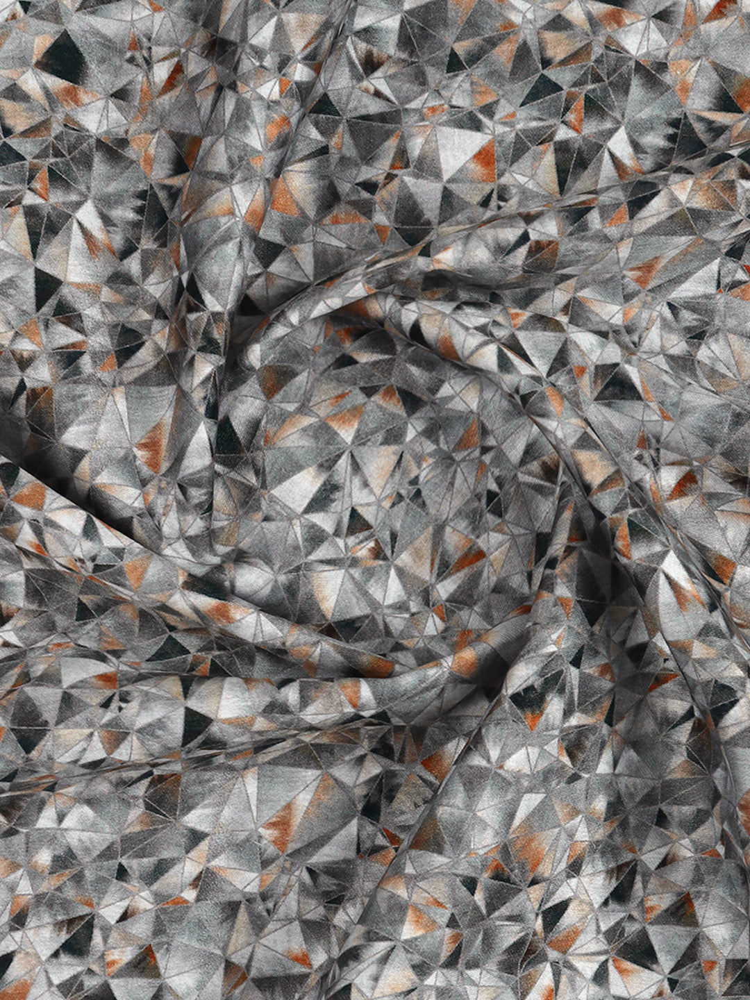 Men Cotton Blend Grey Printed Shirt Fabric Savoy