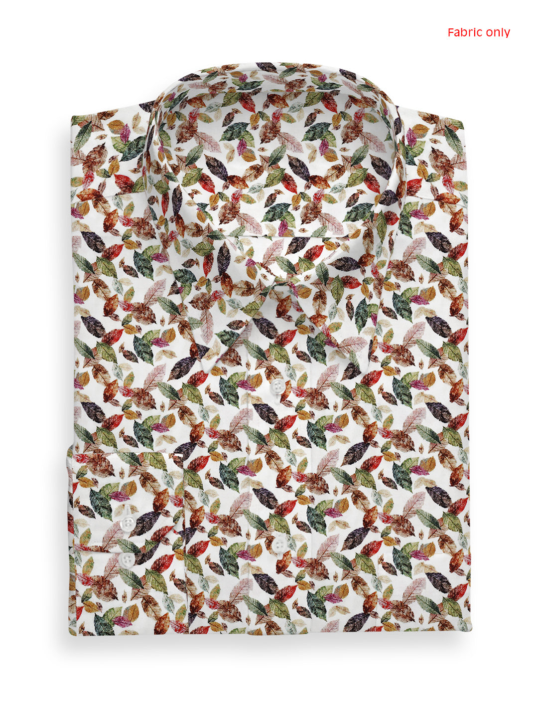 Men Cotton Blend White Leaf Printed Shirt Fabric Savoy Print